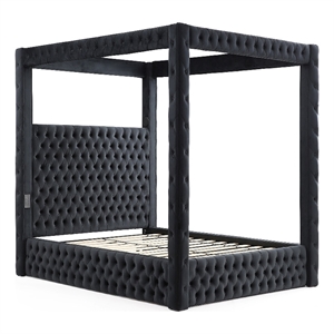 Better Home Products Dream 70.5 x89 Velvet Upholstered Queen Canopy Bed in Black
