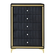 Better Home Products Monique Velvet Upholstered 5-Drawer Chest in Black