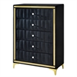 Better Home Products Monique Velvet Upholstered 5-Drawer Chest in Black