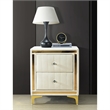 Better Home Products Monique Velvet Nightstand with Gold Legs in Cream