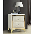 Better Home Products Monique Velvet Nightstand with Gold Legs in Cream