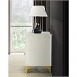 Better Home Products Monique Velvet Nightstand with Gold Legs in Cream