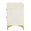 Better Home Products Monique Velvet Nightstand with Gold Legs in Cream
