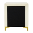 Better Home Products Monique Velvet Nightstand with Gold Legs in Cream