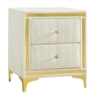 Better Home Products Monique Velvet Nightstand with Gold Legs in Cream