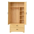 Better Home Products Pine Wood Closet with Raised Doors and 2-Drawers in Natural