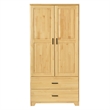 Better Home Products Pine Wood Closet with Raised Doors and 2-Drawers in Natural
