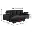 Better Home Products Daisy Convertible Sofa/L-Shaped Design in Black Corduroy