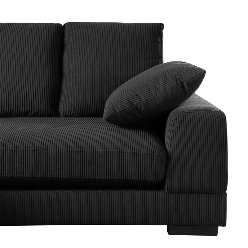 Better Home Products Daisy Convertible Sofa/L-Shaped Design in Black Corduroy