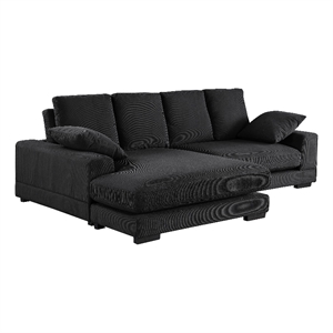 Better Home Products Daisy Convertible Sofa/L-Shaped Design in Black Corduroy