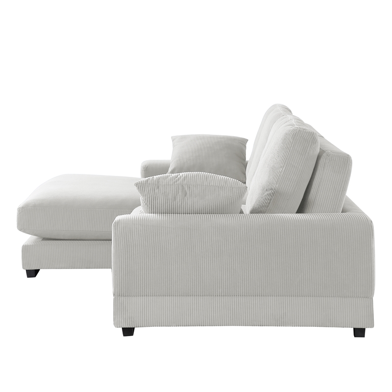 Better Home Products Daisy Convertible Sofa/L-Shaped Design in Cream Corduroy