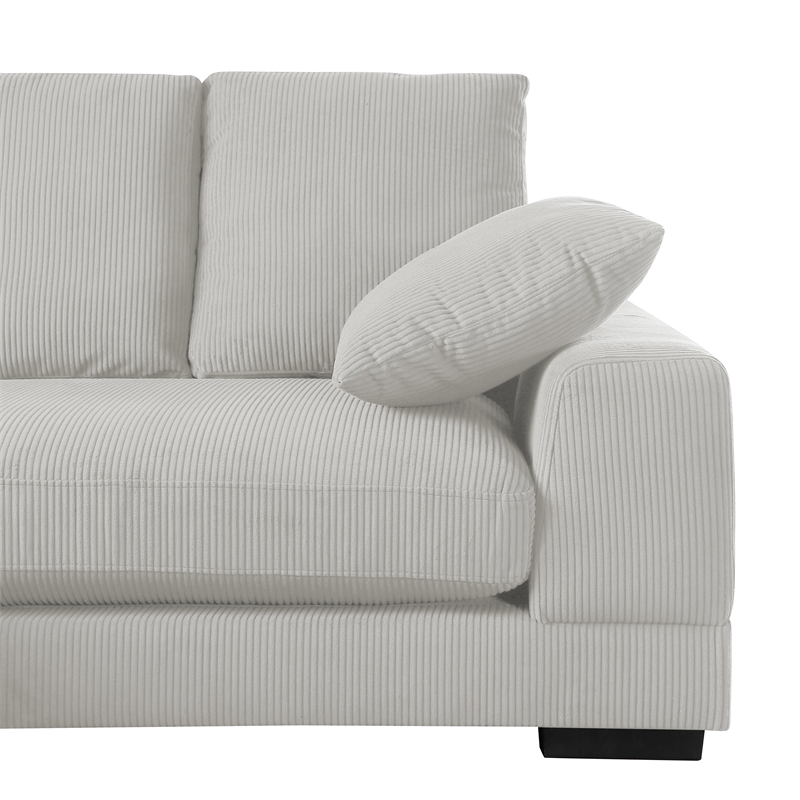 Better Home Products Daisy Convertible Sofa/L-Shaped Design in Cream Corduroy