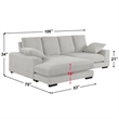 Better Home Products Daisy Convertible Sofa/L-Shaped Design in Cream Corduroy