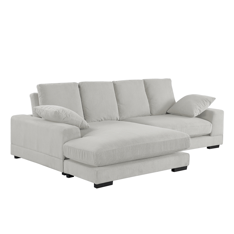 Better Home Products Daisy Convertible Sofa/L-Shaped Design in Cream Corduroy