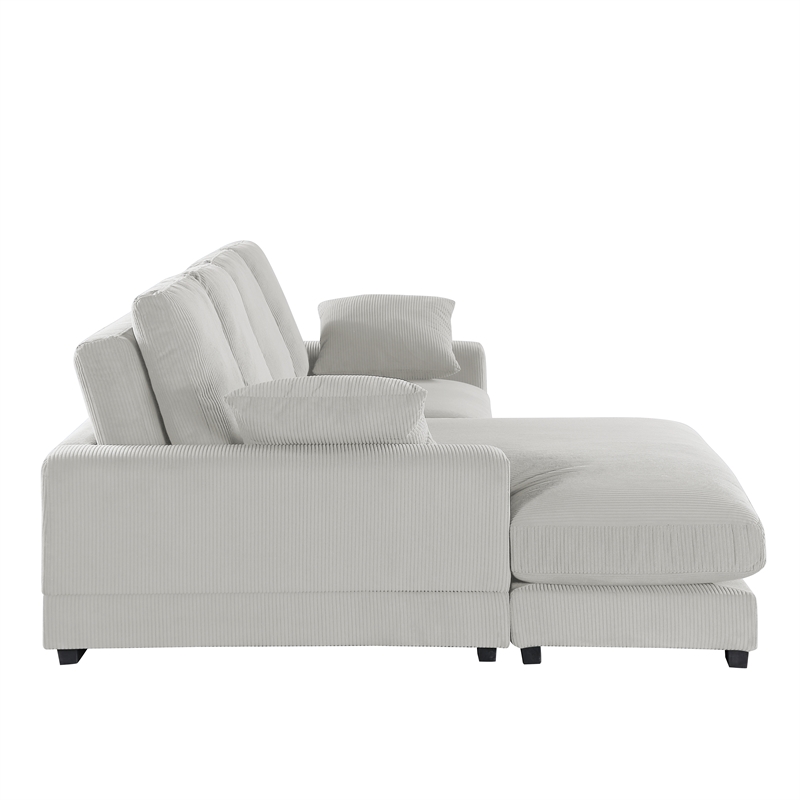 Better Home Products Daisy Convertible Sofa/L-Shaped Design in Cream Corduroy