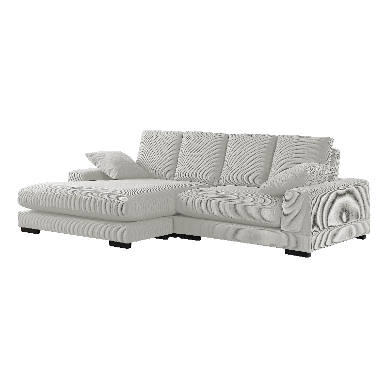Better Home Products Daisy Convertible Sofa/L-Shaped Design in Cream Corduroy