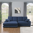 Better Home Products Daisy Convertible Sofa/L-Shaped Design in Blue Corduroy