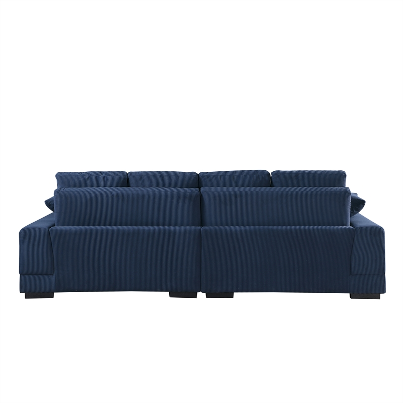 Better Home Products Daisy Convertible Sofa/L-Shaped Design in Blue Corduroy