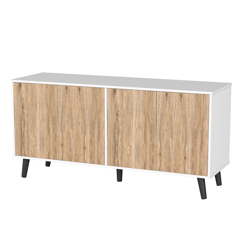 Better Home Products Sideboard Buffet Cabinet with Storage in White & Natural