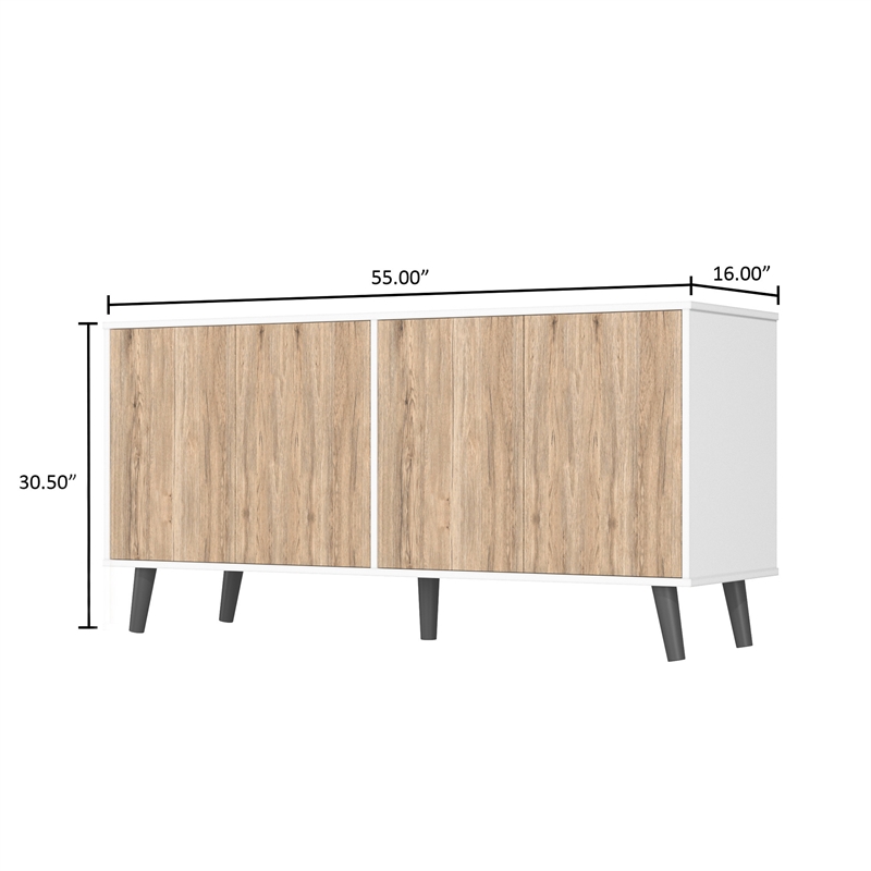 Better Home Products Sideboard Buffet Cabinet with Storage in White & Natural