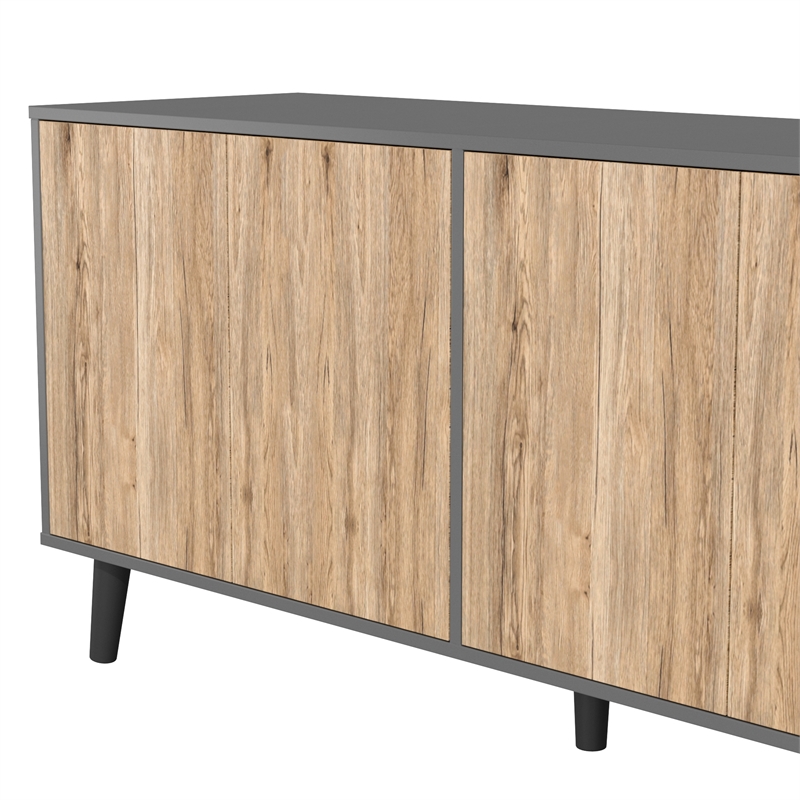 Better Home Products Sideboard Buffet Cabinet with Storage in Dark Gray&Natural