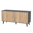 Better Home Products Sideboard Buffet Cabinet with Storage in Dark Gray&Natural