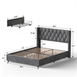 Better Home Products Amelia 4-Drawer Velvet Full Size Platform Bed in Gray