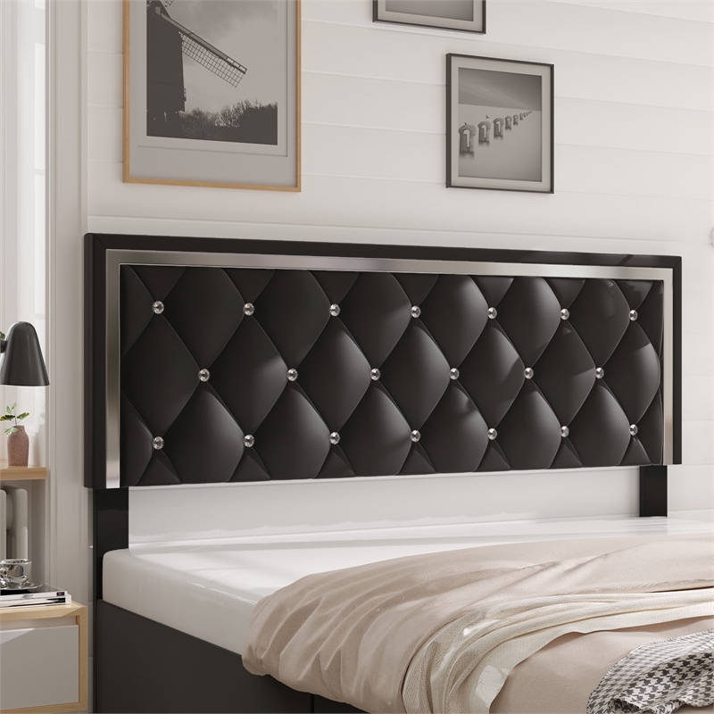 Better Home Products Monica 4-Drawer Velvet Queen Size Platform Bed in Black