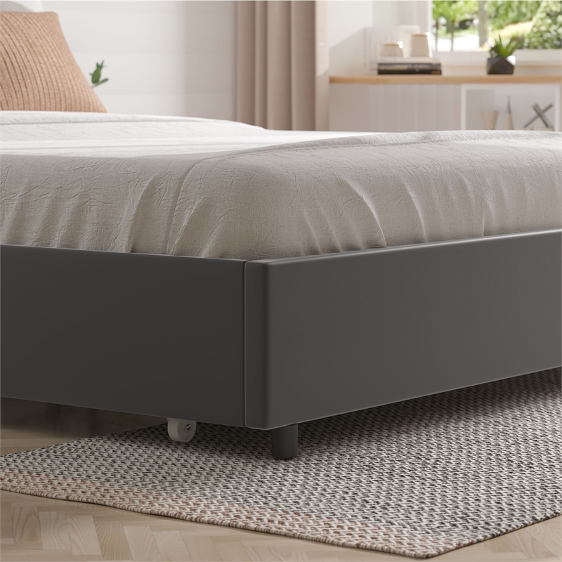 Better Home Products Monica 4-Drawer Velvet Queen Size Platform Bed in Gray