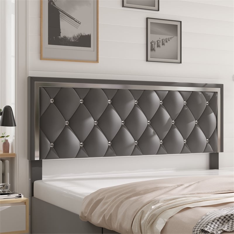 Better Home Products Monica 4-Drawer Velvet King Size Platform Bed in Gray