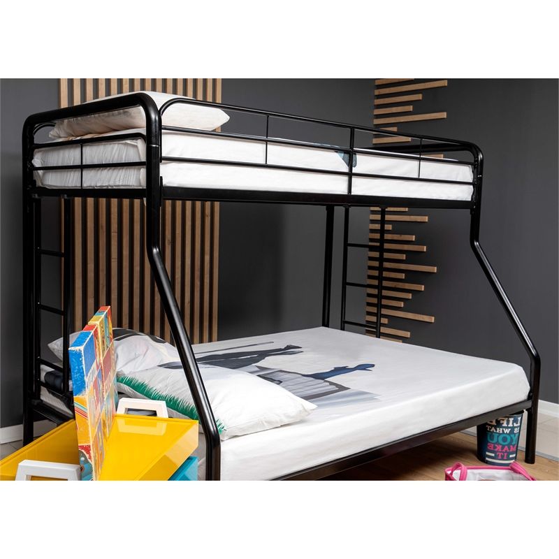 Better Home Products Twin over Full Metal Bunk Bed in Black Color