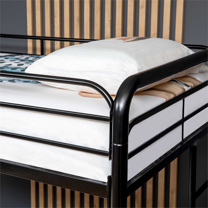 Better Home Products Twin over Full Metal Bunk Bed in Black Color