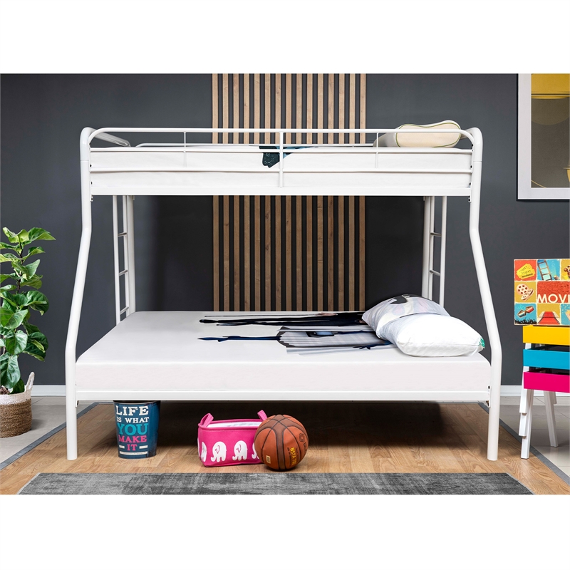 Better Home Products Twin over Full Metal Bunk Bed in White Color