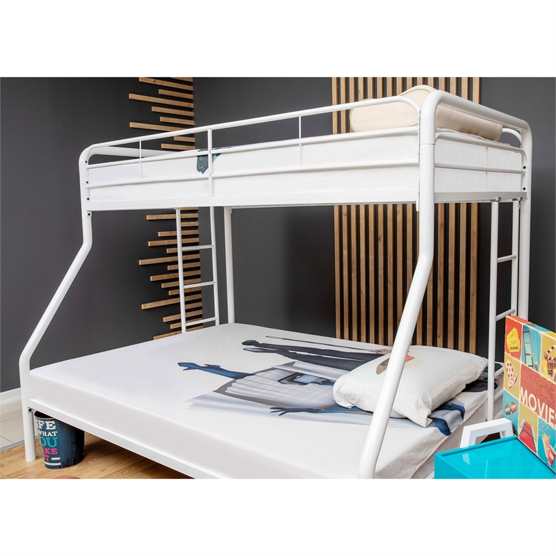 Better Home Products Twin over Full Metal Bunk Bed in White Color
