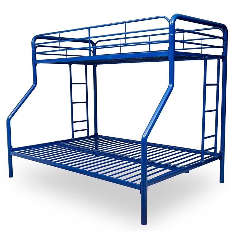 Better Home Products Twin over Full Modern Metal Bunk Bed in Blue