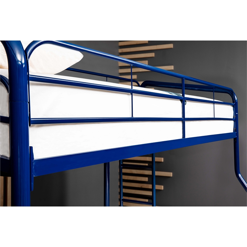 Better Home Products Twin over Full Modern Metal Bunk Bed in Blue