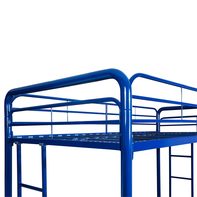 Better Home Products Twin over Full Modern Metal Bunk Bed in Blue