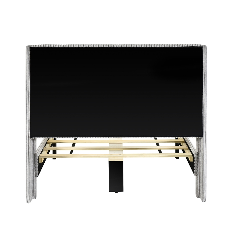 Better Home Products Vita Solid Wood & Velvet Twin Size Platform Bed in Gray