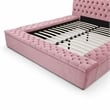 Better Home Products Cosmopolitan Velvet Upholstered Platform Queen Bed in Pink