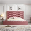 Better Home Products Cosmopolitan Velvet Upholstered Platform King Bed in Pink