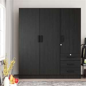 Better Home Product Violet Engineered Wood Wardrobe Armoire Closet in Black