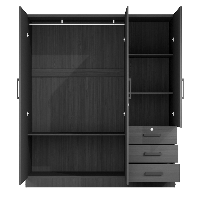Better Home Product Violet Engineered Wood Wardrobe Armoire Closet in Black