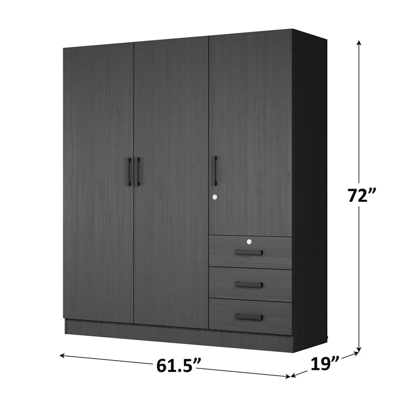 Better Home Product Violet Engineered Wood Wardrobe Armoire Closet in Black