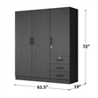 Better Home Product Violet Engineered Wood Wardrobe Armoire Closet in Black