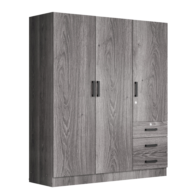 Better Home Product Violet Engineered Wood Wardrobe Armoire Closet in Gray