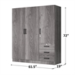 Better Home Product Violet Engineered Wood Wardrobe Armoire Closet in Gray