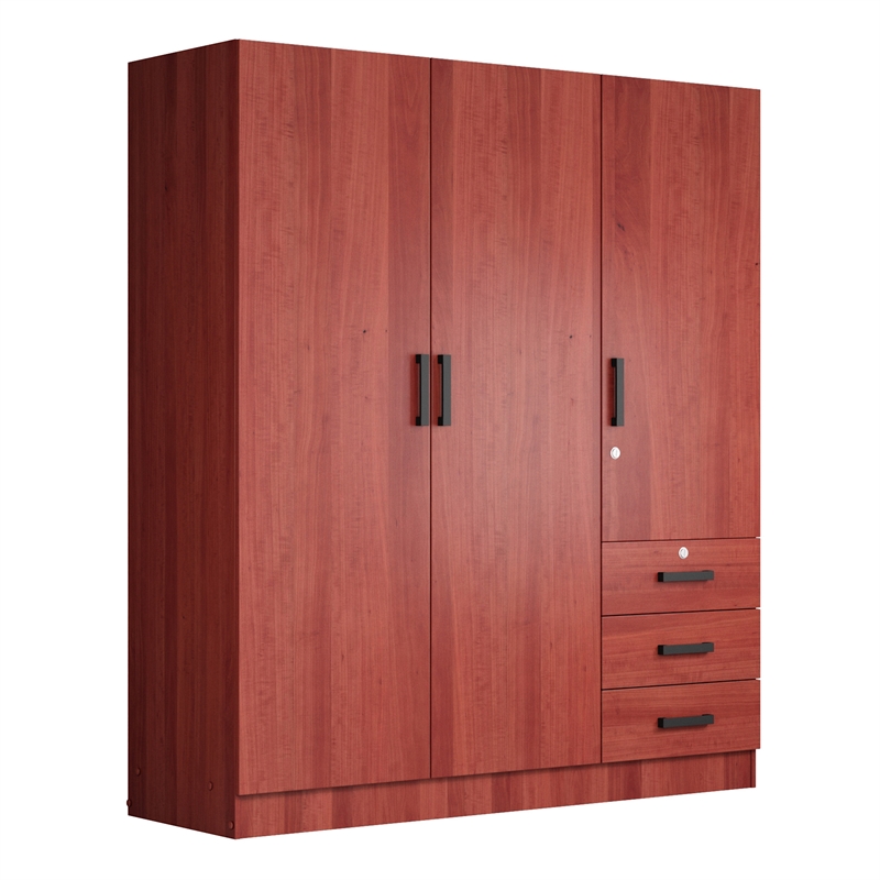 Better Home Product Violet Engineered Wood Wardrobe Armoire Closet in Mahogany
