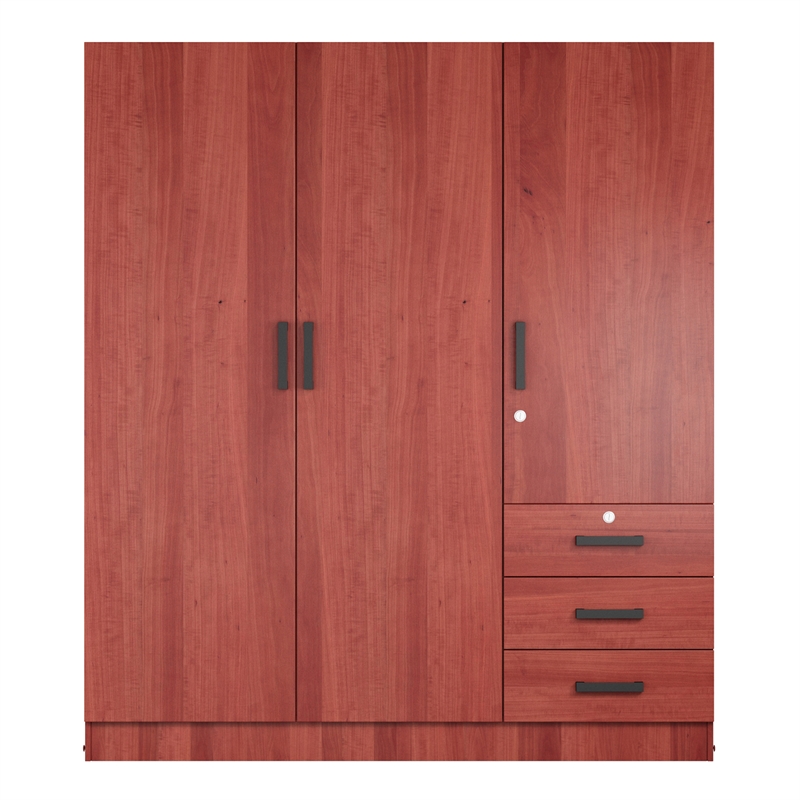 Better Home Product Violet Engineered Wood Wardrobe Armoire Closet in Mahogany