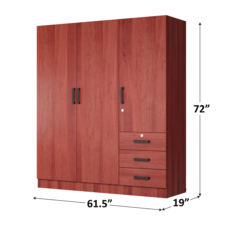 Better Home Product Violet Engineered Wood Wardrobe Armoire Closet in Mahogany