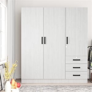 Better Home Product Violet Engineered Wood Wardrobe Armoire Closet in White